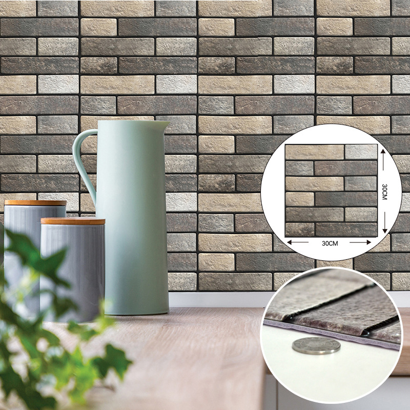 3D Öntapadós falitapas textúra tégla, vastagított vízálló PVC anyag, antibakteriális és penészmentes dekor a nappalira és hálószobára