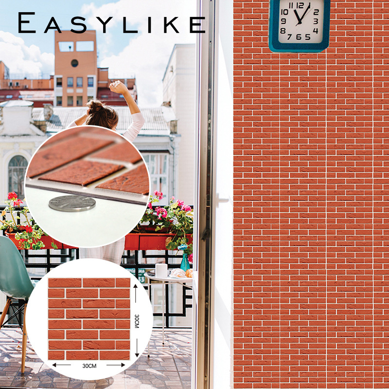 3D Öntapadós falitapas textúra tégla, vastagított vízálló PVC anyag, antibakteriális és penészmentes dekor a nappalira és hálószobára