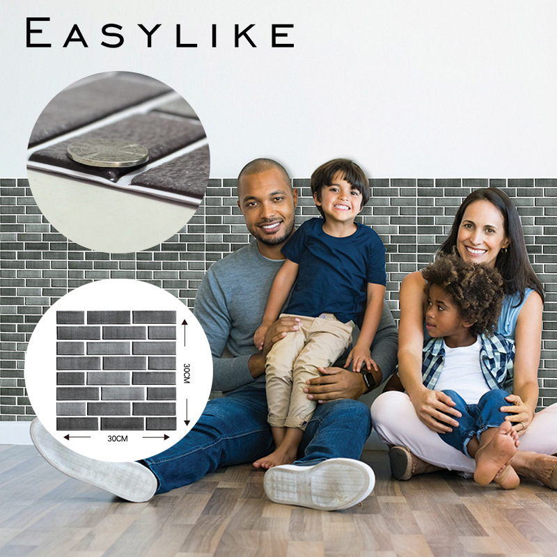 3D Öntapadós falitapas textúra tégla, vastagított vízálló PVC anyag, antibakteriális és penészmentes dekor a nappalira és hálószobára