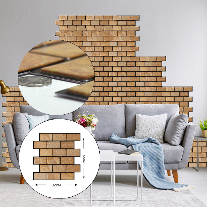 3D Öntapadós falitapas textúra tégla, vastagított vízálló PVC anyag, antibakteriális és penészmentes dekor a nappalira és hálószobára
