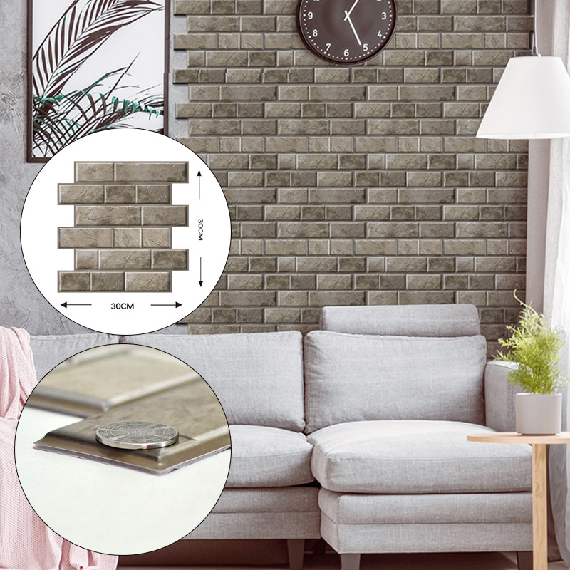 3D Öntapadós falitapas textúra tégla, vastagított vízálló PVC anyag, antibakteriális és penészmentes dekor a nappalira és hálószobára