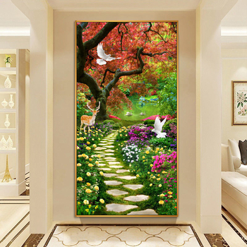 Декоративна стенна картина за антре и коридор, рамка от алуминиев сплав, основа платно, еднопанелна, завършек с пръскана боя, стил светло лукс, за окачване