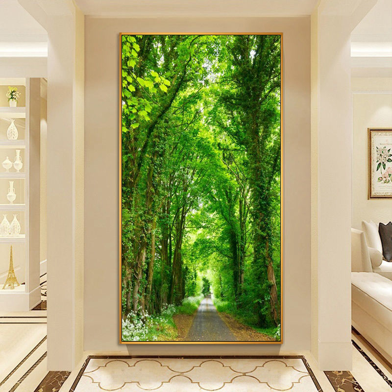 Декоративна стенна картина за антре и коридор, рамка от алуминиев сплав, основа платно, еднопанелна, завършек с пръскана боя, стил светло лукс, за окачване