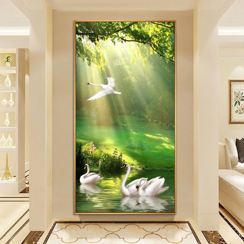 Декоративна стенна картина за антре и коридор, рамка от алуминиев сплав, основа платно, еднопанелна, завършек с пръскана боя, стил светло лукс, за окачване