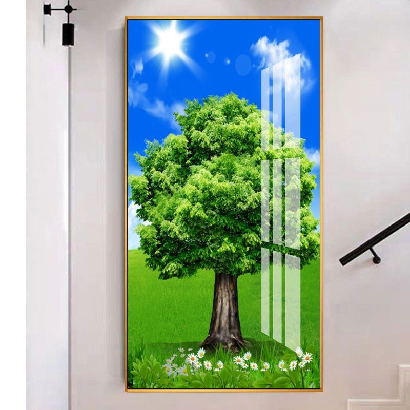 Декоративна стенна картина за антре и коридор, рамка от алуминиев сплав, основа платно, еднопанелна, завършек с пръскана боя, стил светло лукс, за окачване