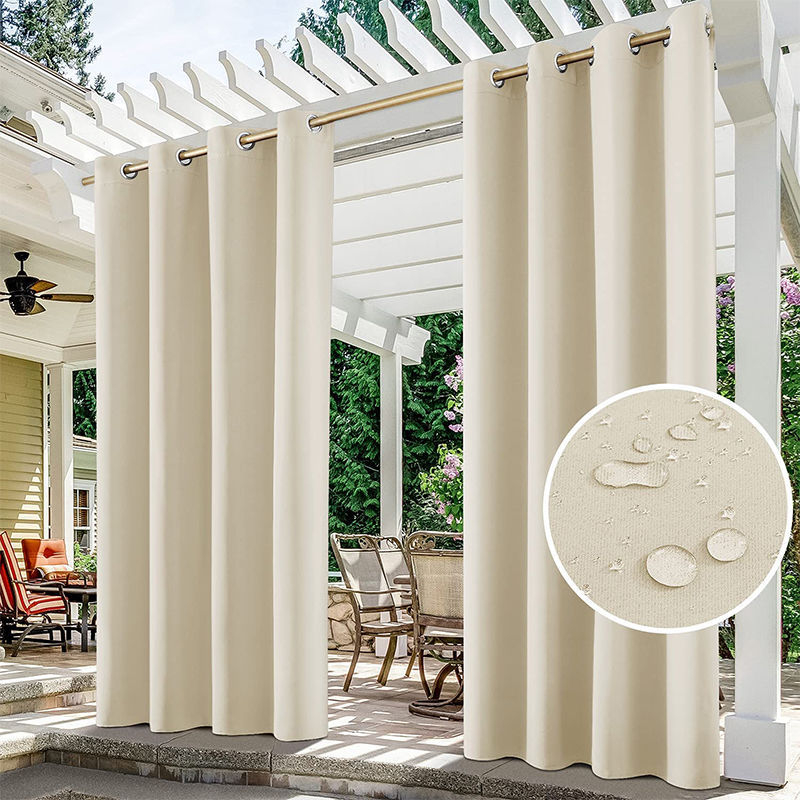 Lauko užuolaida terasai – visiškai užtamsina 90-100%, medžiaga: verpalai, siuvinėjimas appliqué, užuolaidos galvutė: perforuota, stilius: paprastas ir šiuolaikiškas, Prekės ženklas: Olive Ginger