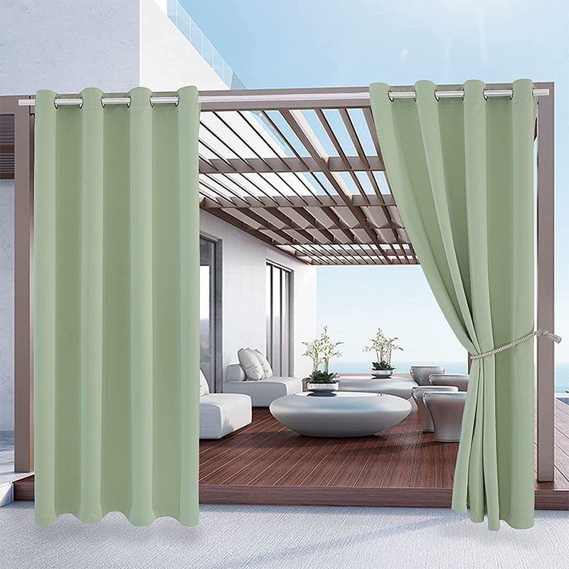 Lauko užuolaida terasai – visiškai užtamsina 90-100%, medžiaga: verpalai, siuvinėjimas appliqué, užuolaidos galvutė: perforuota, stilius: paprastas ir šiuolaikiškas, Prekės ženklas: Olive Ginger