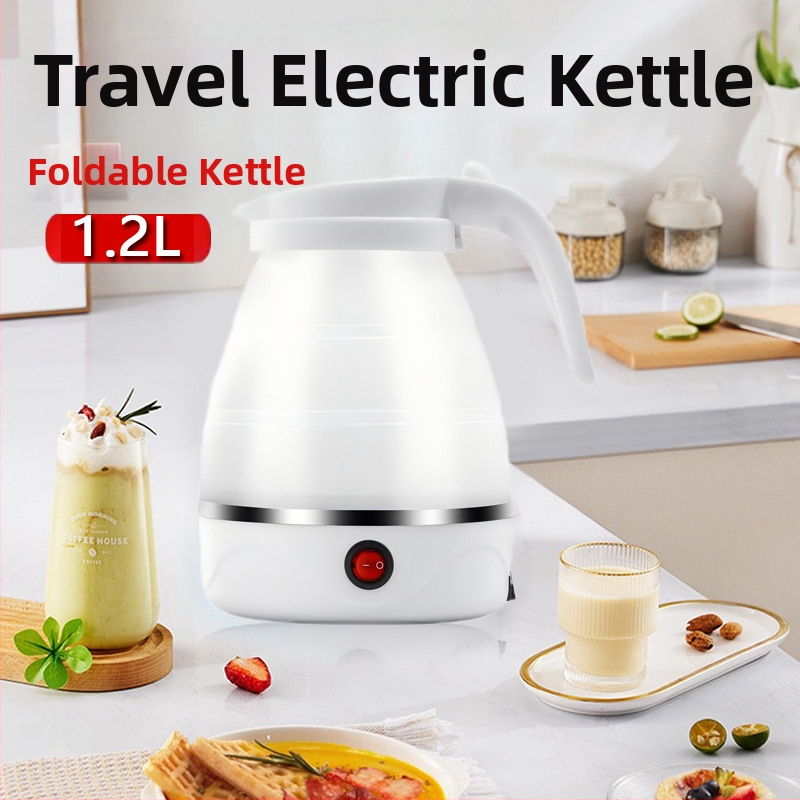Сгъваем електрически чайник 1,2 л със изолация, силиконово тяло, автоматично изключване
