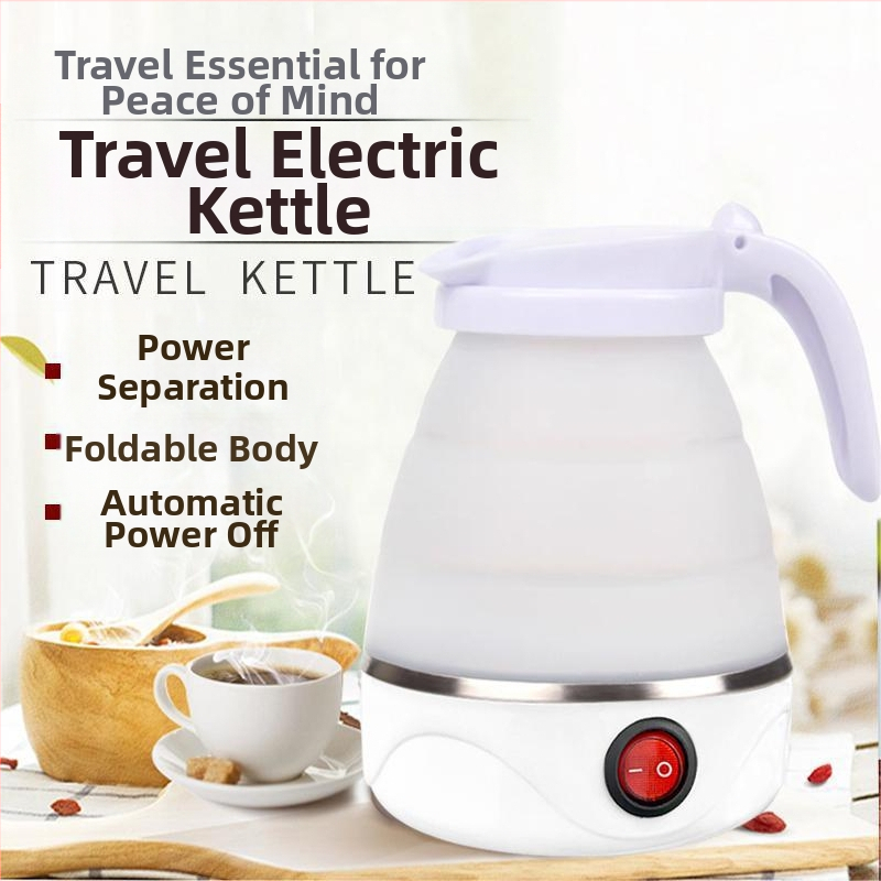 Сгъваем електрически чайник 1,2 л със изолация, силиконово тяло, автоматично изключване