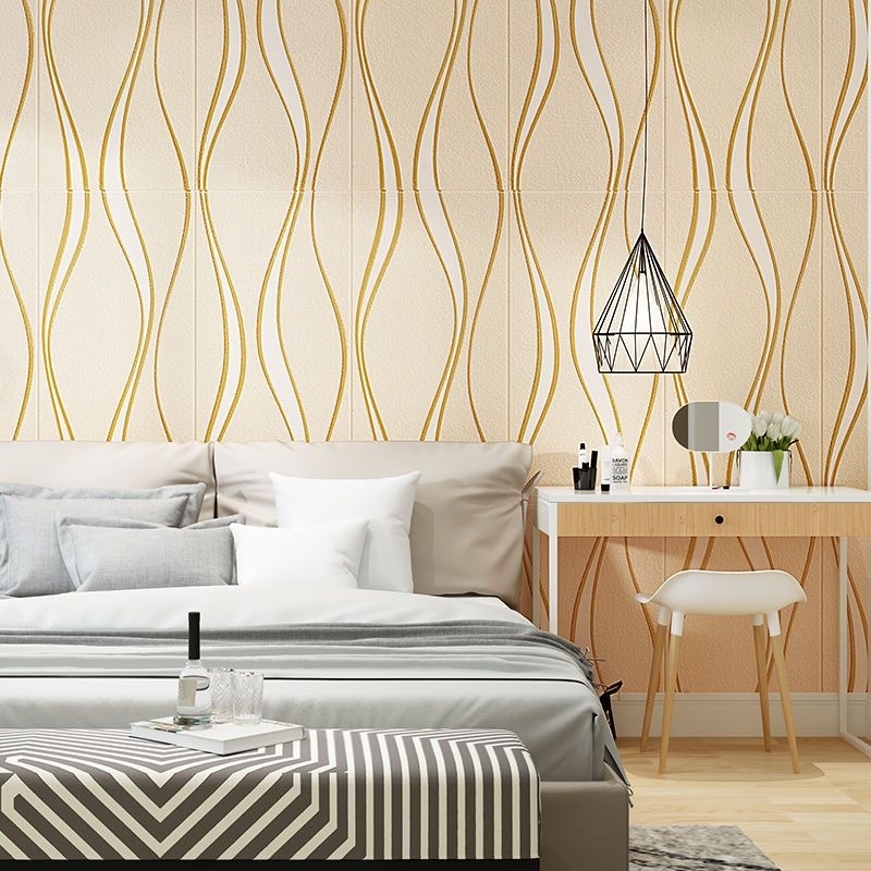 3D sienos plokštelės mural miegamajam, atsparus įbrėžimams ir vandeniui, XPE putojantis medžiaga, abstraktus šiuolaikinis dizainas, montavimas įmanomas