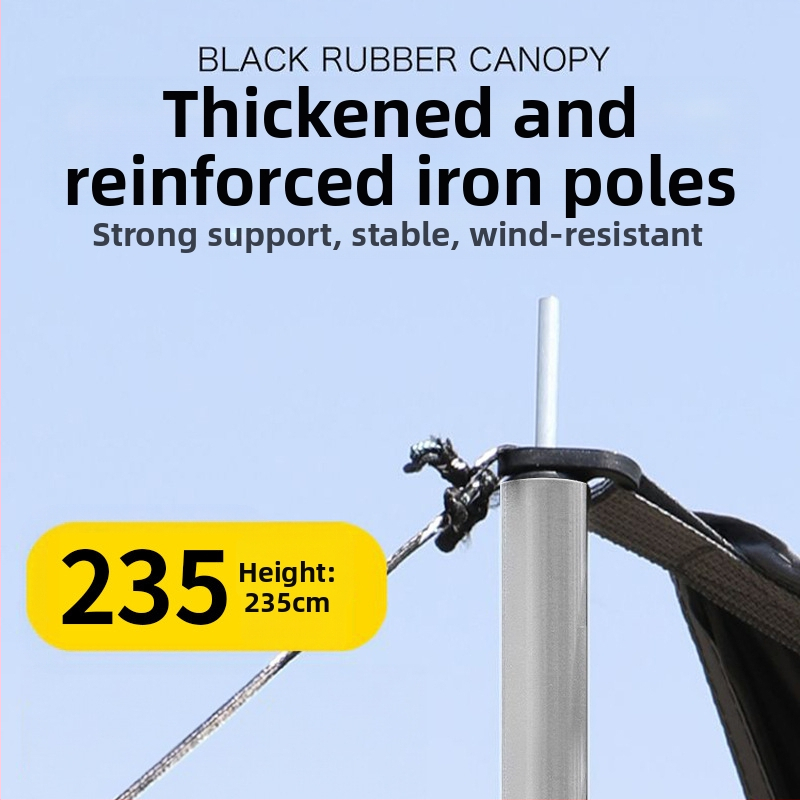 Винилова навес палатка за къмпинг с маси и столове – шестчастен комплект, защита от слънце, вятър и дъжд; четирисезонна, тегло 2900 g, прът: подсилен железен; външна палатка: титаново черно покритие; водоустойчивост 2000–3000 мм