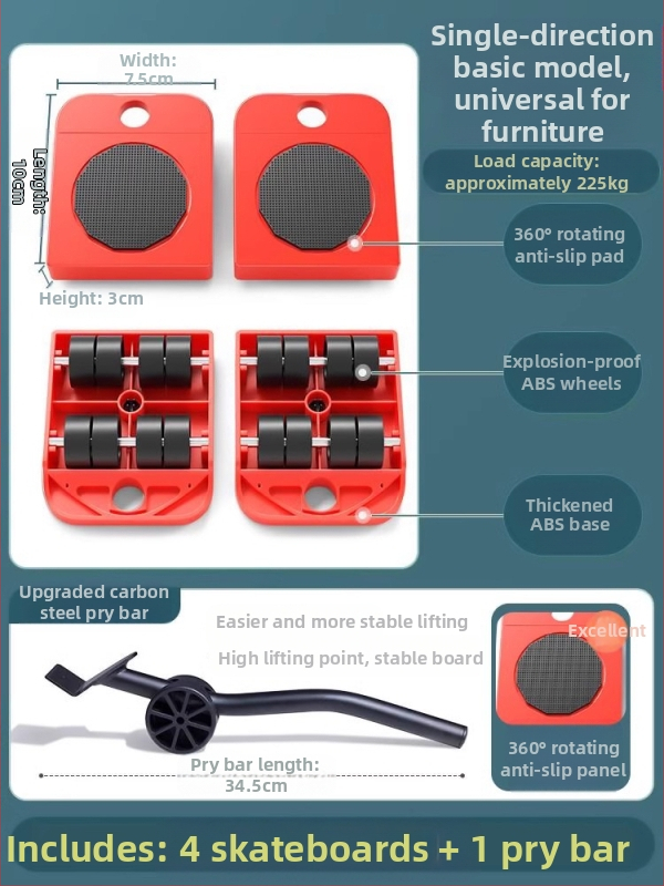 Universali judama pagrindė su pasukamaisiais ratais sunkiojo baldų ir šaldytuvų pervežimui