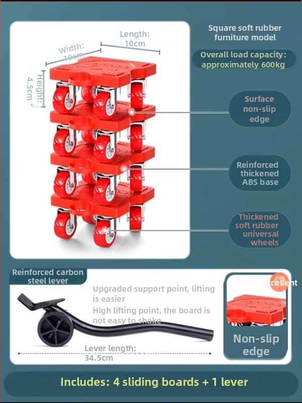 Universali judama pagrindė su pasukamaisiais ratais sunkiojo baldų ir šaldytuvų pervežimui