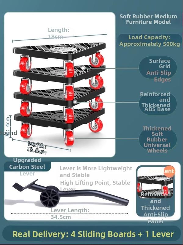 Universali judama pagrindė su pasukamaisiais ratais sunkiojo baldų ir šaldytuvų pervežimui