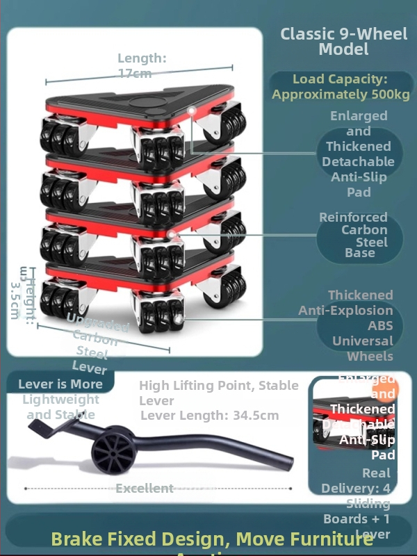 Universali judama pagrindė su pasukamaisiais ratais sunkiojo baldų ir šaldytuvų pervežimui