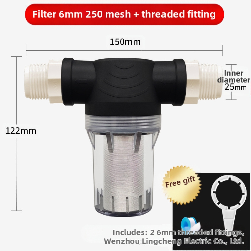 Veevoolu eelfilter 304 roostevabast terasest, läbipaistev visuaalne filter, Mileage bränd, kaasaegne minimalistlik stiil