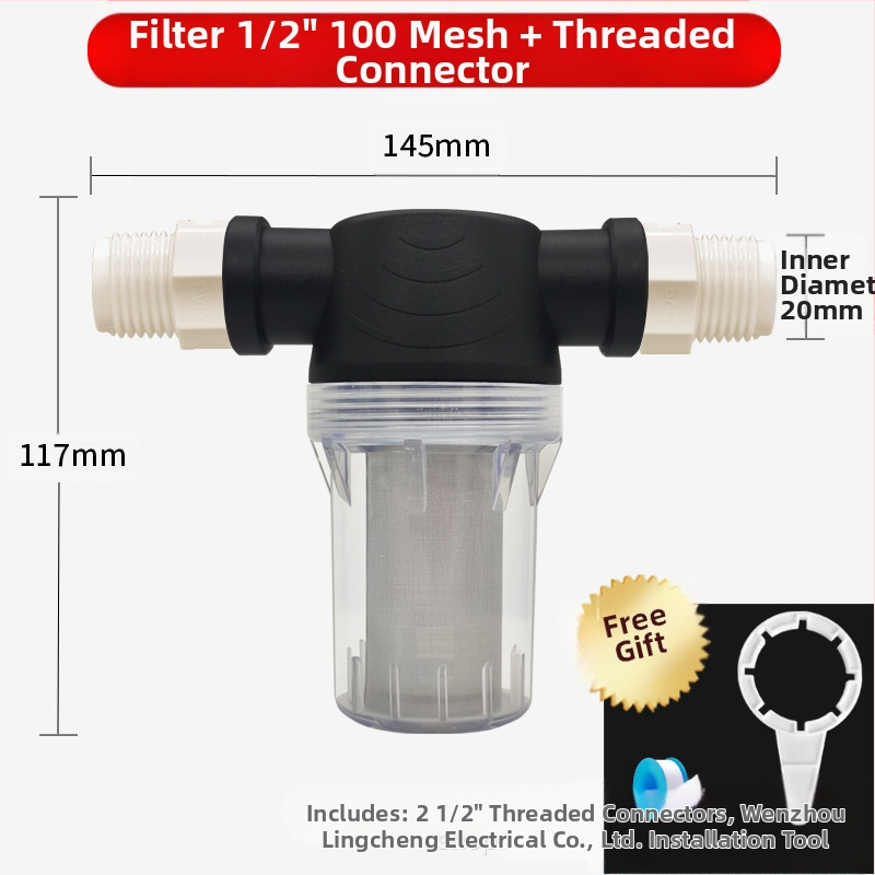 Veevoolu eelfilter 304 roostevabast terasest, läbipaistev visuaalne filter, Mileage bränd, kaasaegne minimalistlik stiil