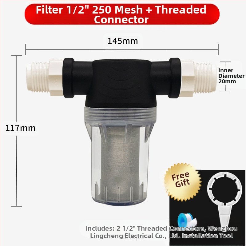 Veevoolu eelfilter 304 roostevabast terasest, läbipaistev visuaalne filter, Mileage bränd, kaasaegne minimalistlik stiil