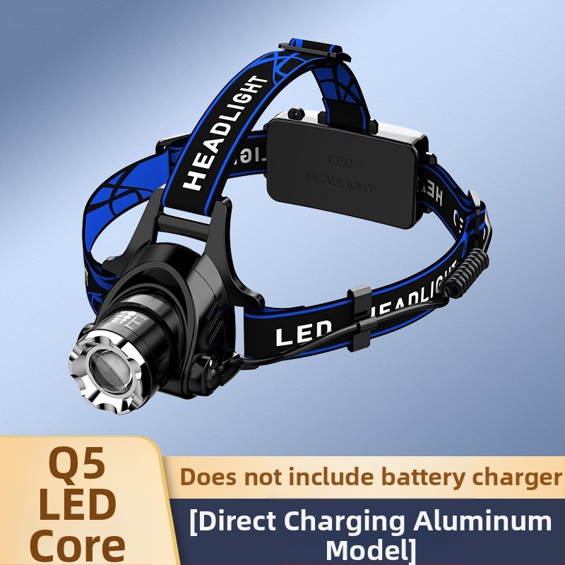 LED galvos žibintas su teleskopiniu zoomu – modelis V9, įkraunamas, indukcinis jungiklis, atsparus vandeniui