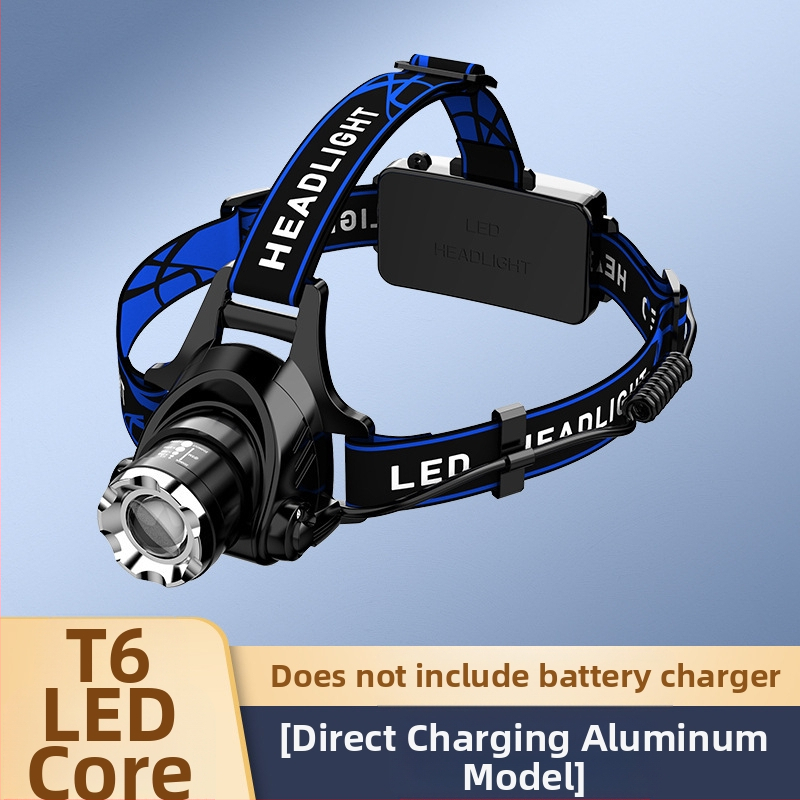 LED galvos žibintas su teleskopiniu zoomu – modelis V9, įkraunamas, indukcinis jungiklis, atsparus vandeniui