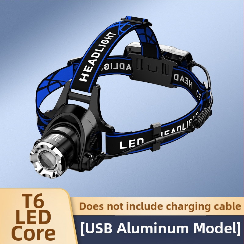 LED galvos žibintas su teleskopiniu zoomu – modelis V9, įkraunamas, indukcinis jungiklis, atsparus vandeniui