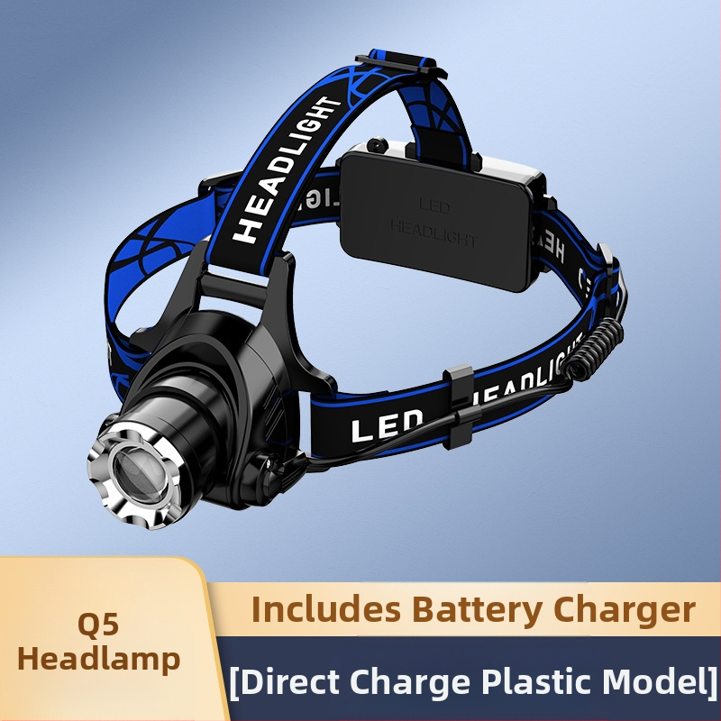 LED galvos žibintas su teleskopiniu zoomu – modelis V9, įkraunamas, indukcinis jungiklis, atsparus vandeniui