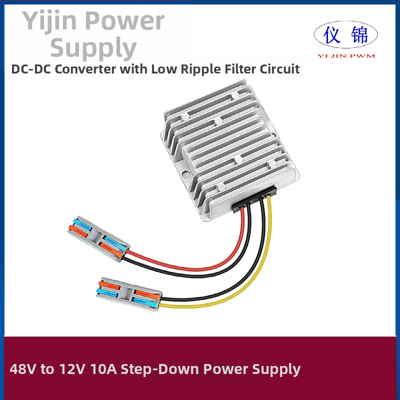 Automobilinis DC-DC keitiklis 48V į 12V, 10–30A, IP67 atsparus vandeniui, įvestis 18–75V, išvestis 12V DC, su perjungiamu maitinimo šaltiniu