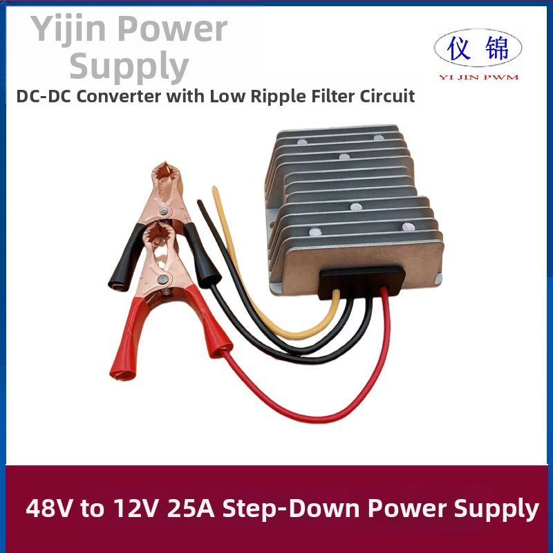 Automobilinis DC-DC keitiklis 48V į 12V, 10–30A, IP67 atsparus vandeniui, įvestis 18–75V, išvestis 12V DC, su perjungiamu maitinimo šaltiniu