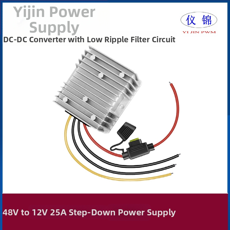 Automobilinis DC-DC keitiklis 48V į 12V, 10–30A, IP67 atsparus vandeniui, įvestis 18–75V, išvestis 12V DC, su perjungiamu maitinimo šaltiniu