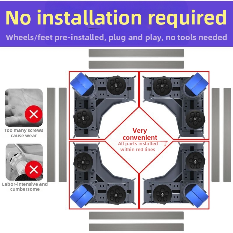 База за пералня; неплъзгаща се, регулируема и подвижна; без монтаж; пластмасова, 3-слойна