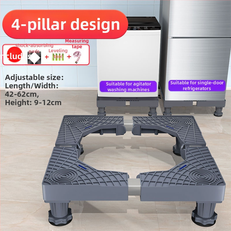 Skalbimo mašinos pagrindas; neslidus, reguliuojamas, judantis; be montavimo; medžiaga plastikas, 3 sluoksniai