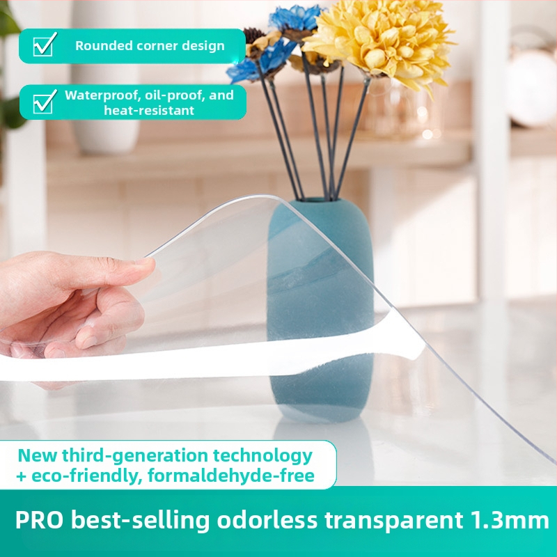 Правоъгълна прозрачна PVC подложка за нощно шкафче с матиран финиш – водоустойчива, прахоустойчивa, маслоустойчива, термоустойчива и устойчива на надраскване