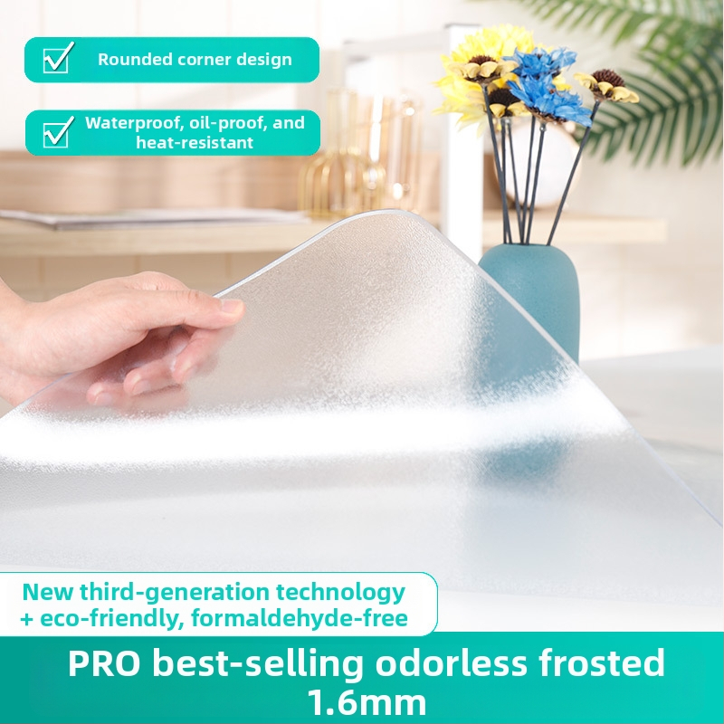 Правоъгълна прозрачна PVC подложка за нощно шкафче с матиран финиш – водоустойчива, прахоустойчивa, маслоустойчива, термоустойчива и устойчива на надраскване