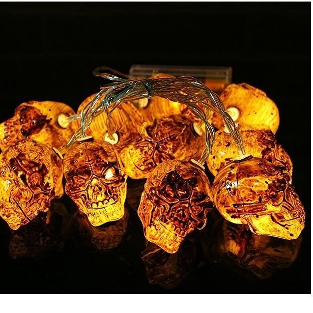 Halloween LED niz svjetla s lampionom od bunde, duhom, lubanjom i paukom – vodootporna dekorativna svjetlost USB ili baterija