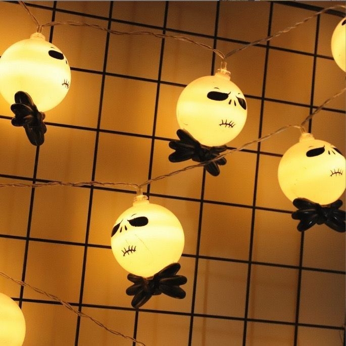 Halloween LED niz svjetla s lampionom od bunde, duhom, lubanjom i paukom – vodootporna dekorativna svjetlost USB ili baterija