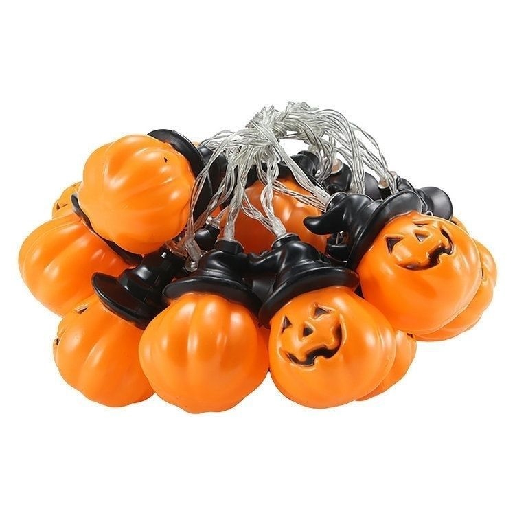Halloween LED niz svjetla s lampionom od bunde, duhom, lubanjom i paukom – vodootporna dekorativna svjetlost USB ili baterija