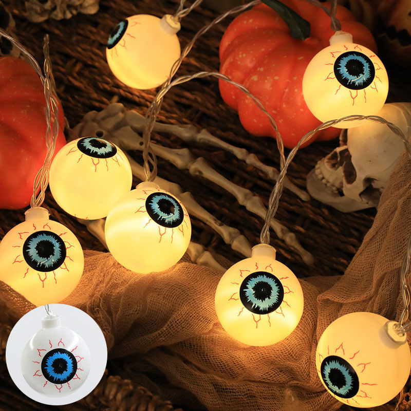 Halloween LED niz svjetla s lampionom od bunde, duhom, lubanjom i paukom – vodootporna dekorativna svjetlost USB ili baterija