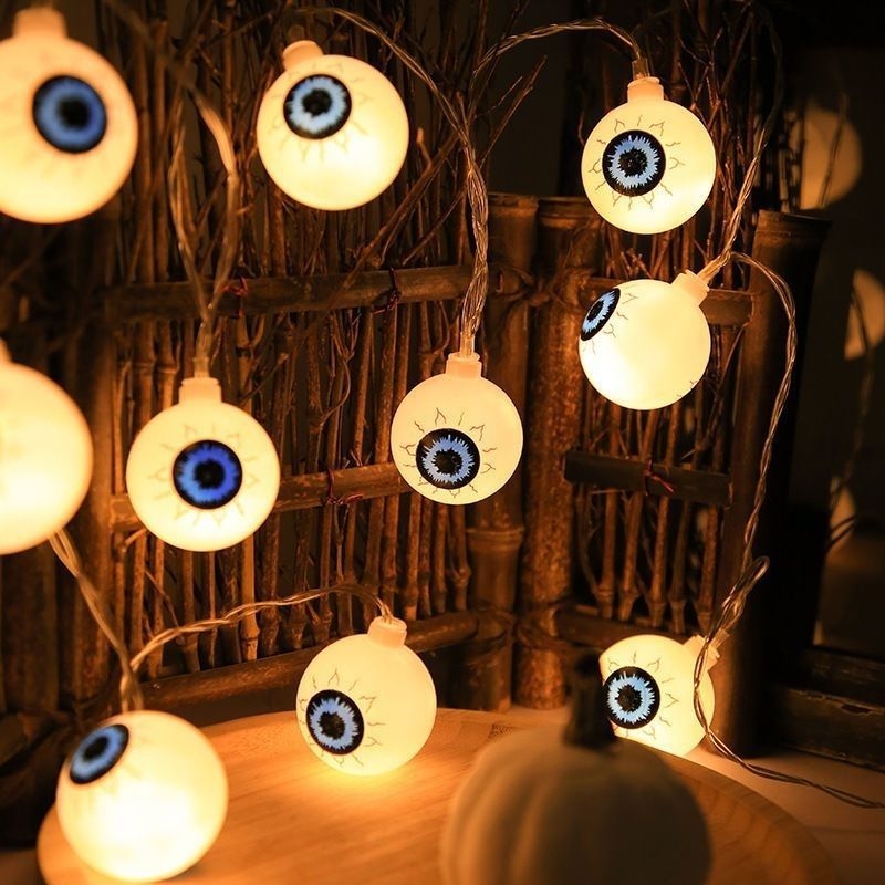 Halloween LED niz svjetla s lampionom od bunde, duhom, lubanjom i paukom – vodootporna dekorativna svjetlost USB ili baterija