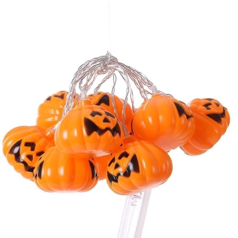 Halloween LED niz svjetla s lampionom od bunde, duhom, lubanjom i paukom – vodootporna dekorativna svjetlost USB ili baterija