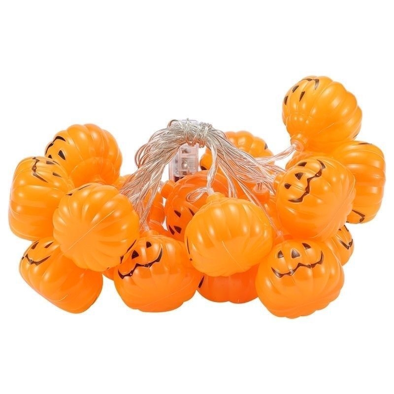 Halloween LED niz svjetla s lampionom od bunde, duhom, lubanjom i paukom – vodootporna dekorativna svjetlost USB ili baterija