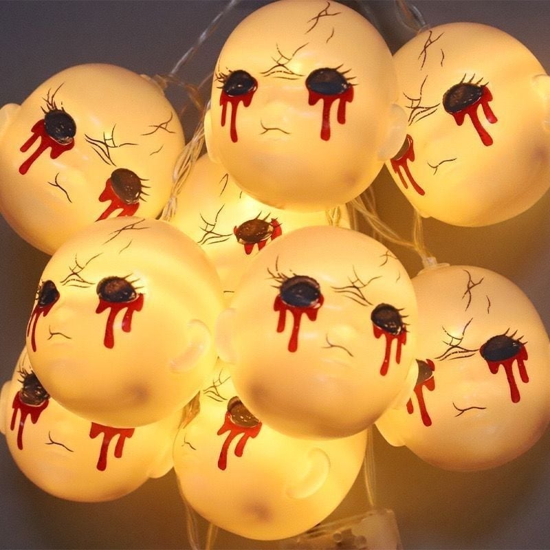 Halloween LED niz svjetla s lampionom od bunde, duhom, lubanjom i paukom – vodootporna dekorativna svjetlost USB ili baterija