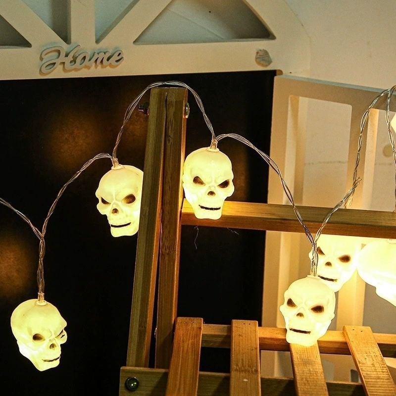 Halloween LED niz svjetla s lampionom od bunde, duhom, lubanjom i paukom – vodootporna dekorativna svjetlost USB ili baterija