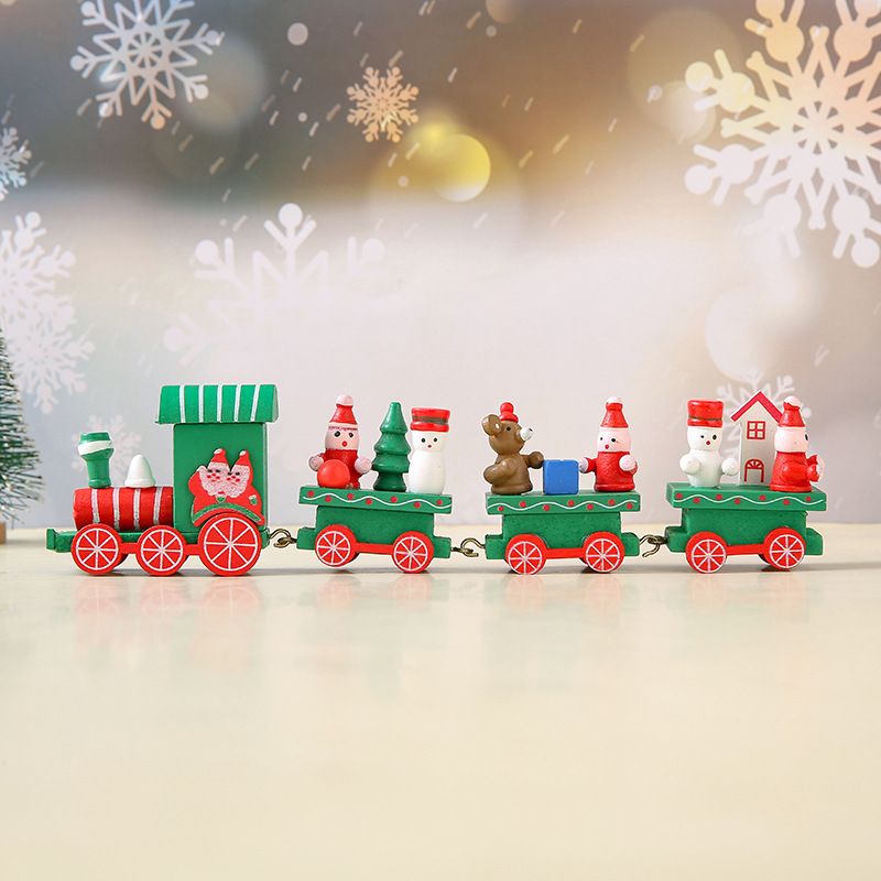 Density-boardból készült karácsonyi kisvonat dísz, kézzel készített, karikatúra-stílusú dekoráció