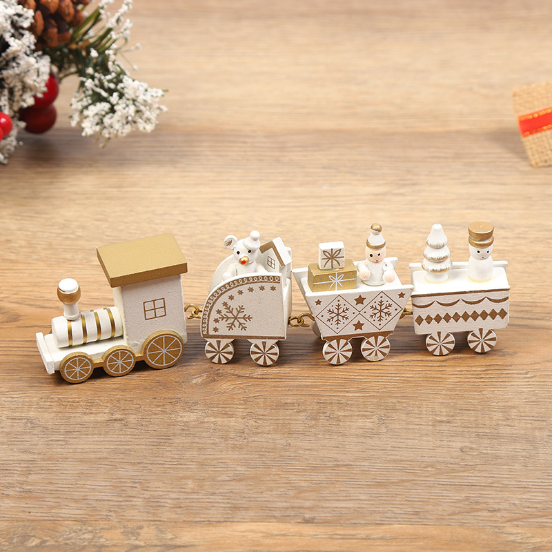 Density-boardból készült karácsonyi kisvonat dísz, kézzel készített, karikatúra-stílusú dekoráció