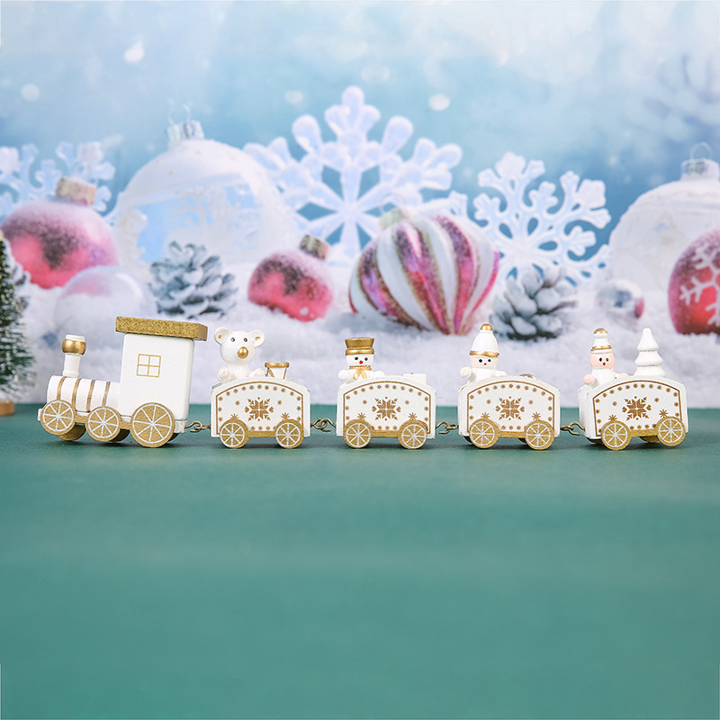 Density-boardból készült karácsonyi kisvonat dísz, kézzel készített, karikatúra-stílusú dekoráció