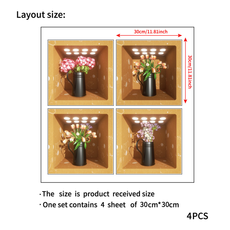 Cserepes növény falmatrica nappaliba és hálószobára - vízálló PVC, egyszínű mintázat, egy darabból álló