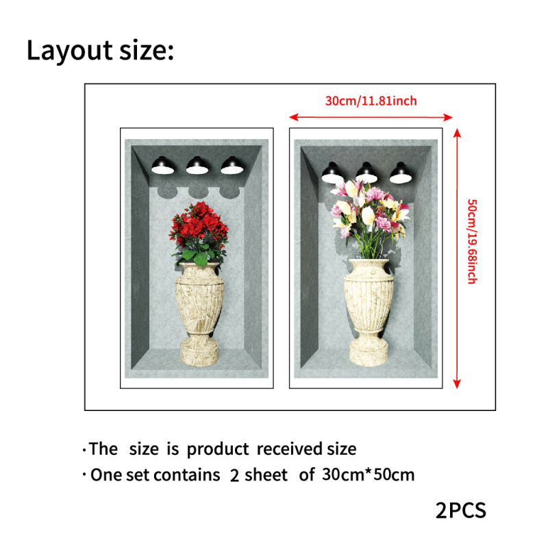 Cserepes növény falmatrica nappaliba és hálószobára - vízálló PVC, egyszínű mintázat, egy darabból álló