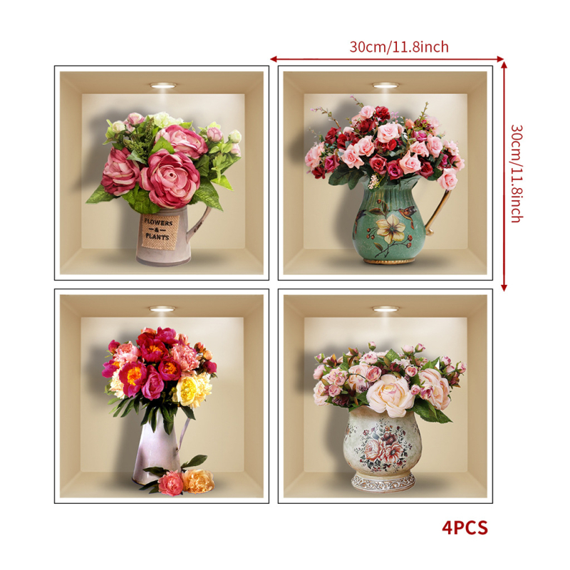 Cserepes növény falmatrica nappaliba és hálószobára - vízálló PVC, egyszínű mintázat, egy darabból álló