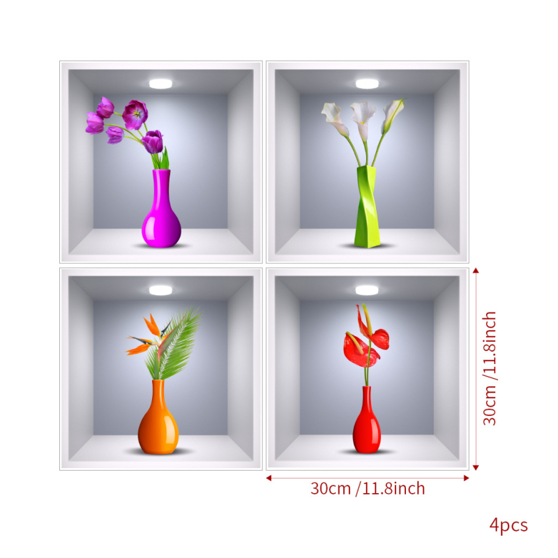 Cserepes növény falmatrica nappaliba és hálószobára - vízálló PVC, egyszínű mintázat, egy darabból álló