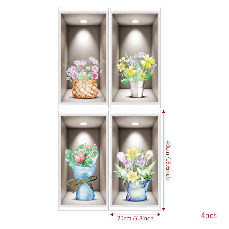 Cserepes növény falmatrica nappaliba és hálószobára - vízálló PVC, egyszínű mintázat, egy darabból álló